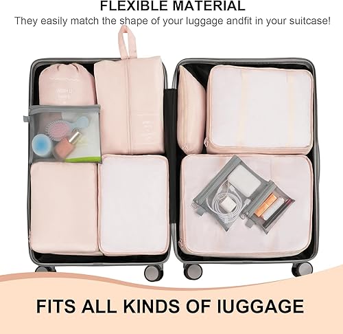 Miniatura 3 de Cubos de equipaje para viajes, juego de 10 bolsas organizadoras de maletas, adecuadas para equipaje de mano, artículos esenciales de viaje