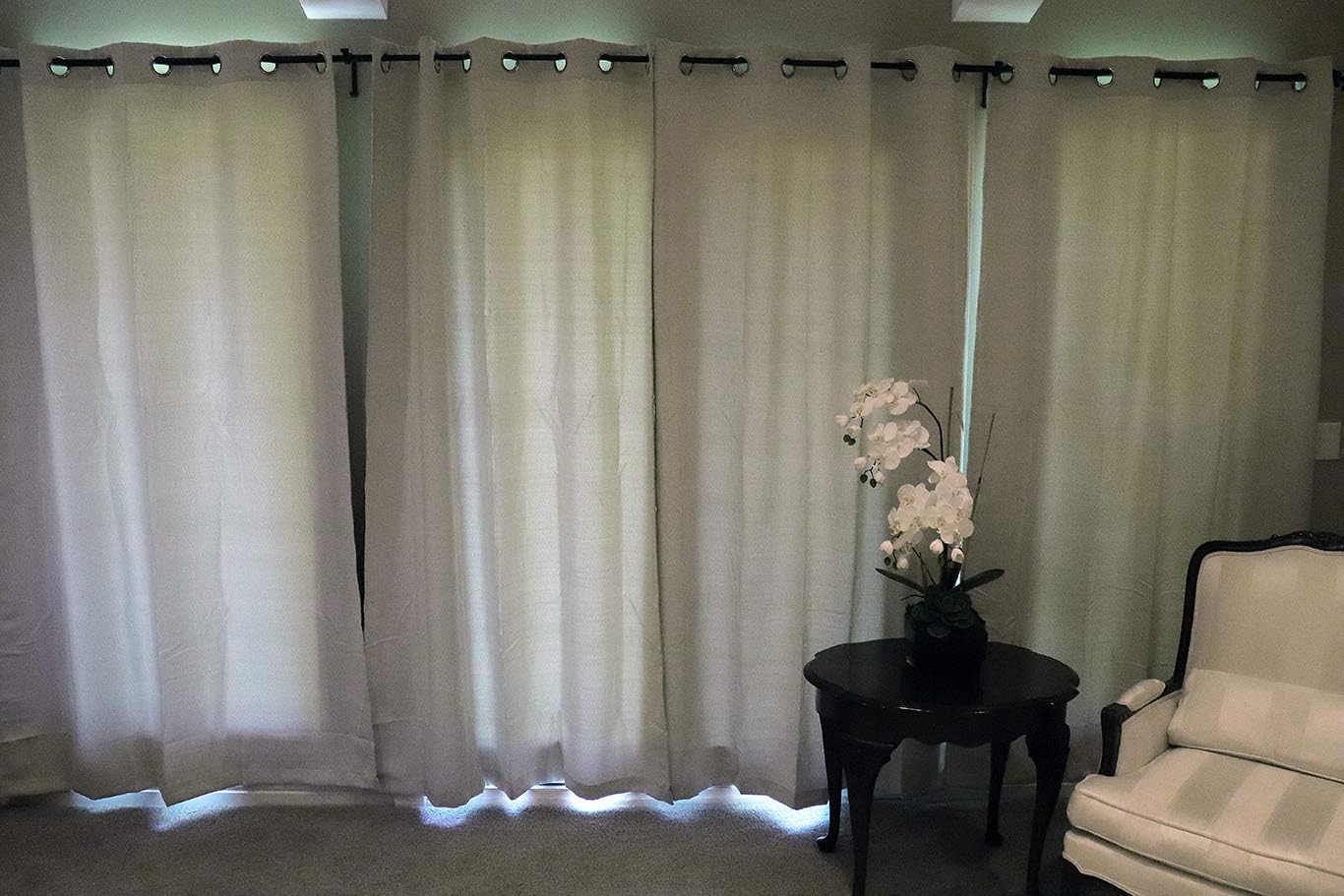 lovemyfabric Blackout Curtains Thermal Insulated Room Darkening Grommet Solid Ring Top Window Panel for Bedroom Living Room Kitchen Classroom Window Decor (52" Wide) (52" W x 84" L, Greyish White)