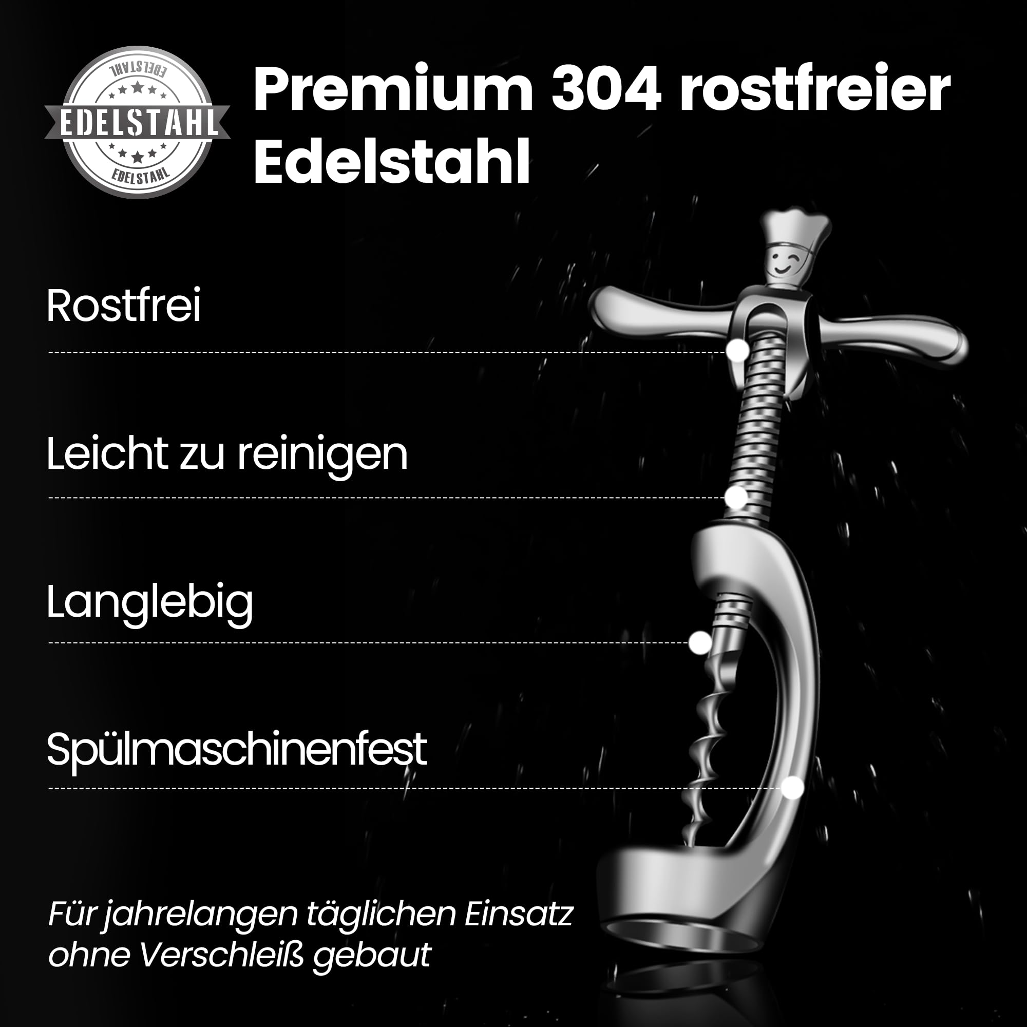 Korkenzieher aus Edelstahl öffnet Wein ohne Korken-Krümel | Hochbelastbarer Weinöffner mit Geschenkverpackung | Manueller Korkenzieher Wein für Zuhause, Bars & Restaurants | Flaschenöffner Wein