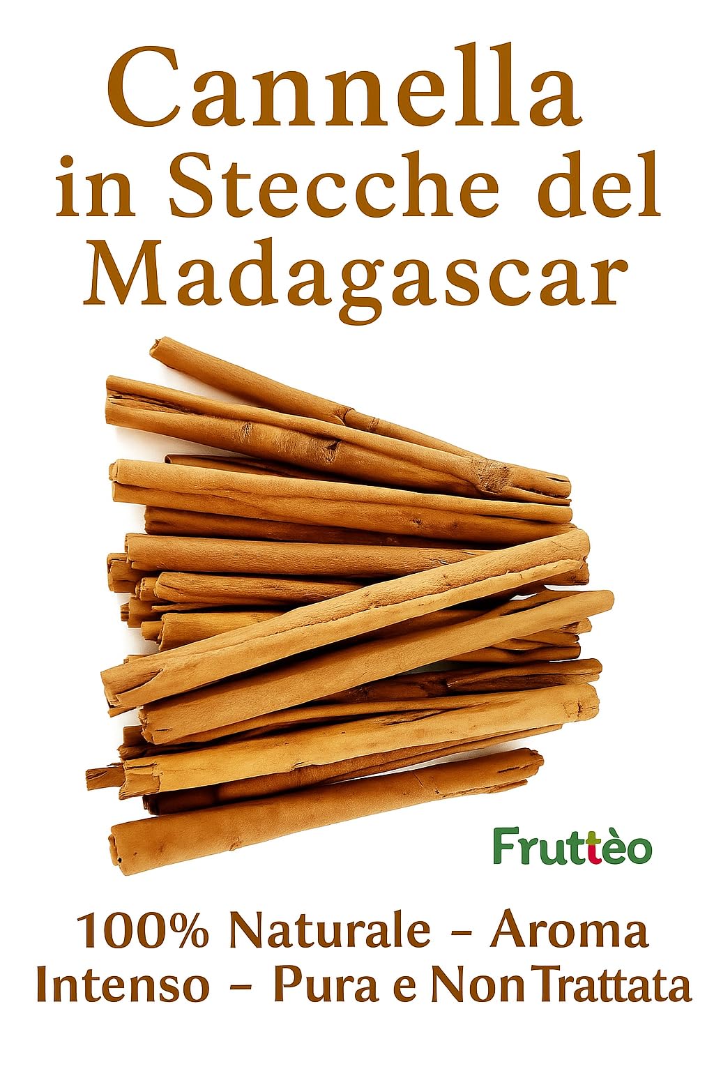 Cannella ceylon in Stecche 1Kg del Madagascar 100% Naturale - Aroma Intenso, Pura e Non Trattata - Ideale per Dolci, Tisane, Liquori, e Cucina Gourmet - Fruttèo