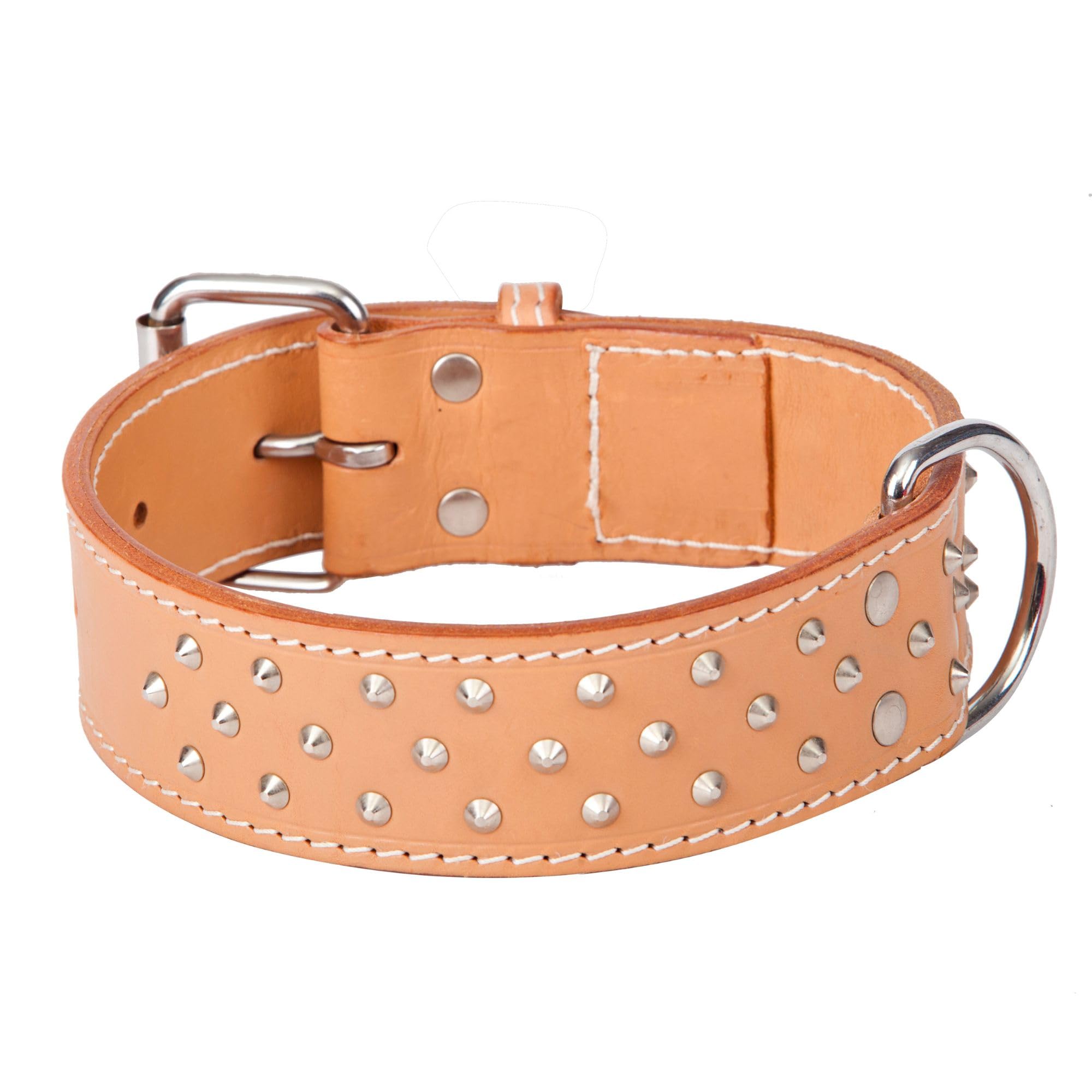 Dingo 12071 - Collar de Perro depredador de Doble Grapa, Forrado y Elegante Decorado con Tachuelas, Color Natural