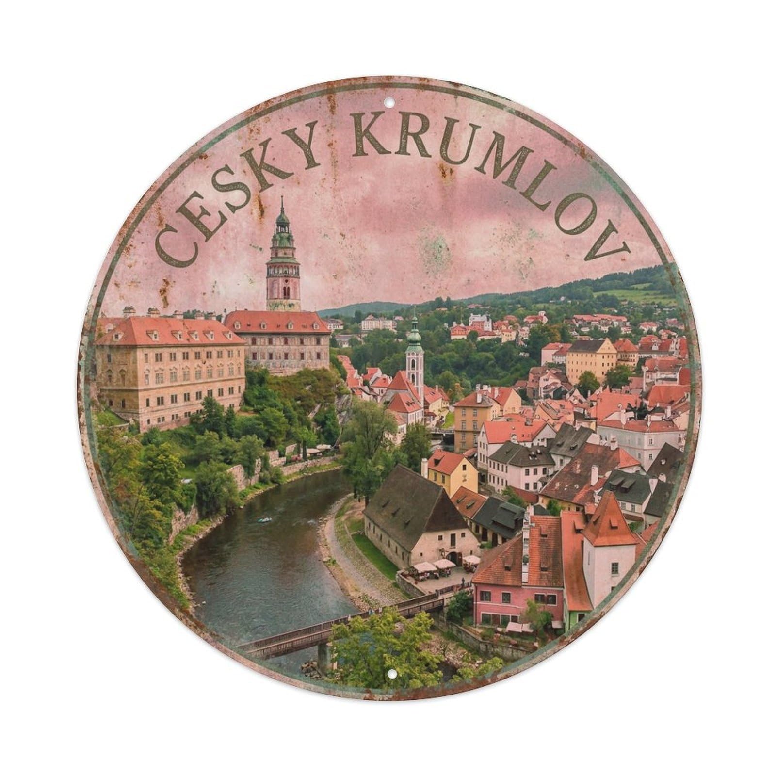 Travel Retro Czech Cesky Krumlov Metal Tin Sign