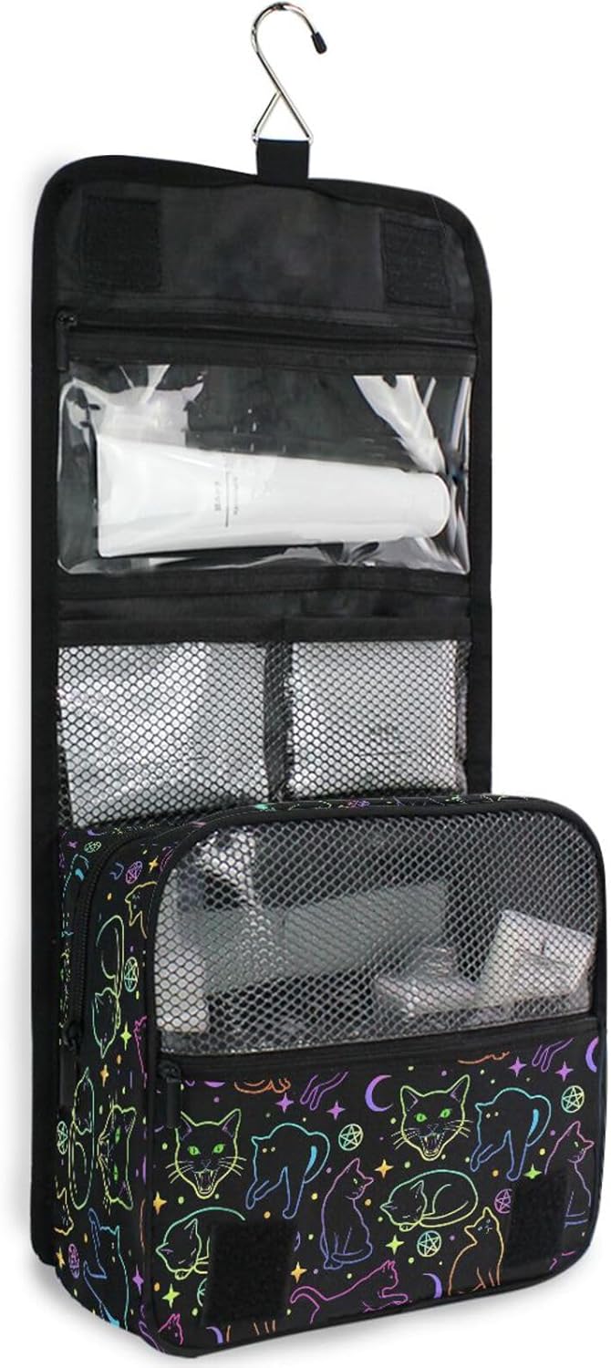MNSRUU Hanging Toiletry Bag Witchcraft Black Cats Makeup Bag Travel bag for Toiletries Portable Toiletry Organizer Bags Toiletry Bag for Women Men, Travel-Essentials Toiletry Bag
