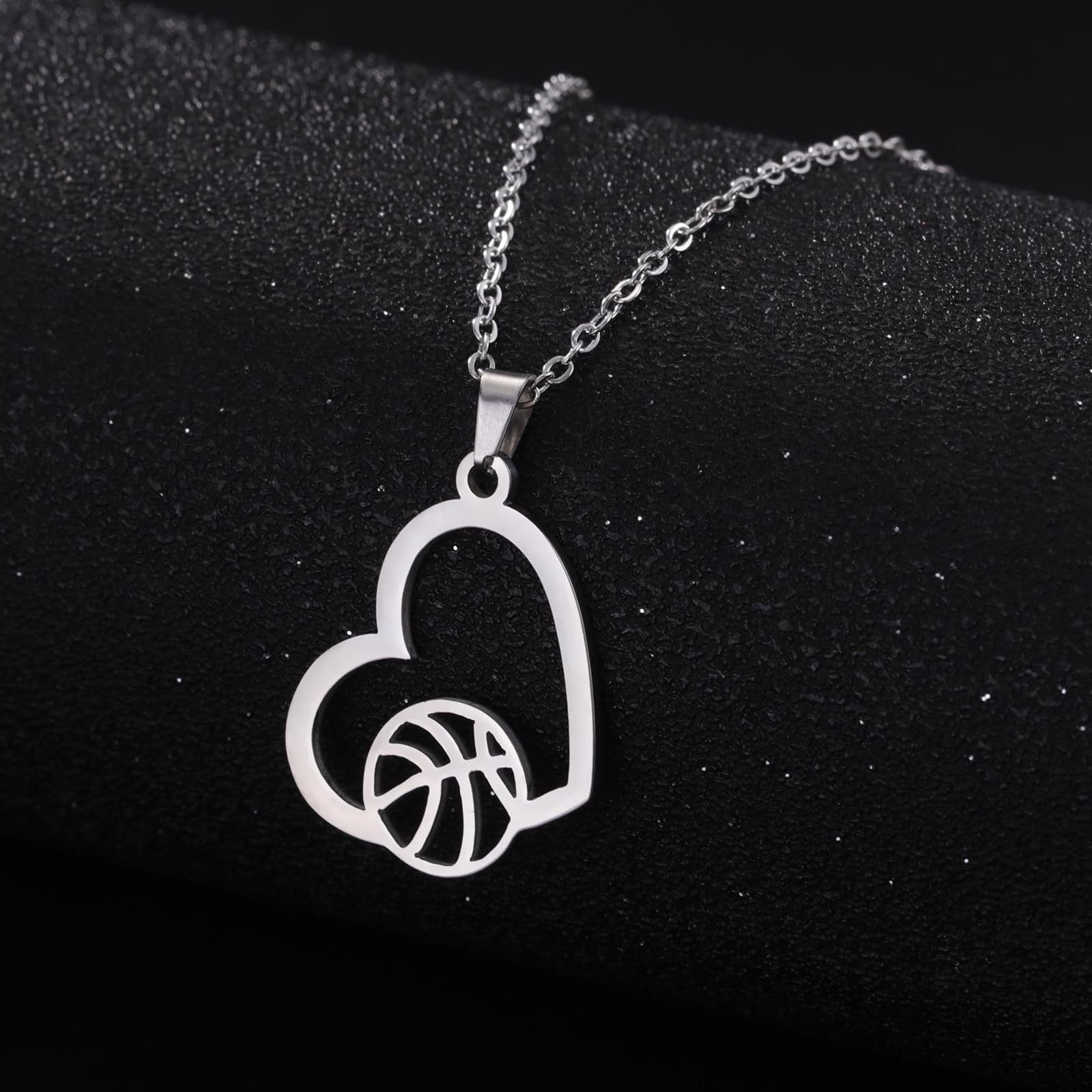 VASSAGO Collar hueco de voleibol de acero inoxidable, collar de baloncesto minimalista, joyería deportiva, cadena de clavícula, regalos para adolescentes y niñas