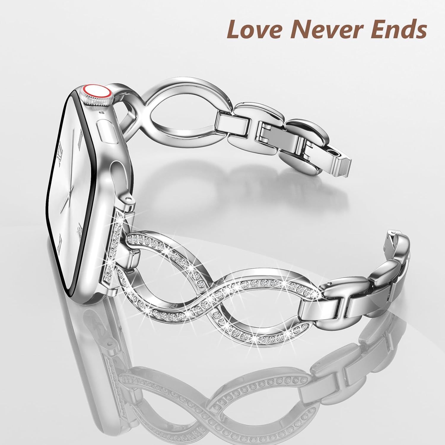 Filoto Bling Band Compatible with Apple Watch 38mm 40mm 41mm 42mm 44mm 45mm 46mm 49mm for Women, Thin Metal Strap Dressy Slim Jewelry Bracelet for iWatch Band Series 11 10 9 8 7 6 5 4 SE 3 2 1 Ultra - Image 4