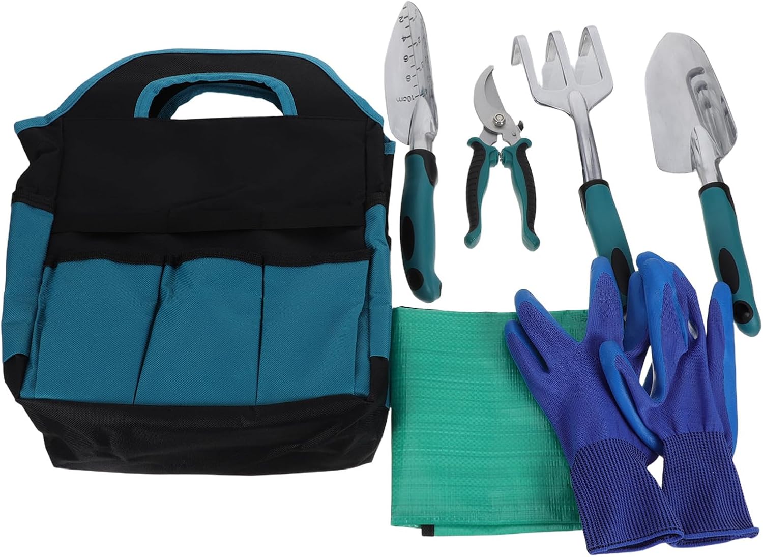 7pcs Heavy Duty Garden Tool: Garden Shovel, Transplant Trowel and Hand Rake with Organizer Handbag for Planting - Gardening Essential Supplies