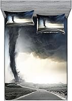 Vista 144 de Ambesonne Island Map - Juego de sábanas bajeras y fundas de almohada, mapa del tesoro súper detallado, diseño de piratas rústicos grungy, tema