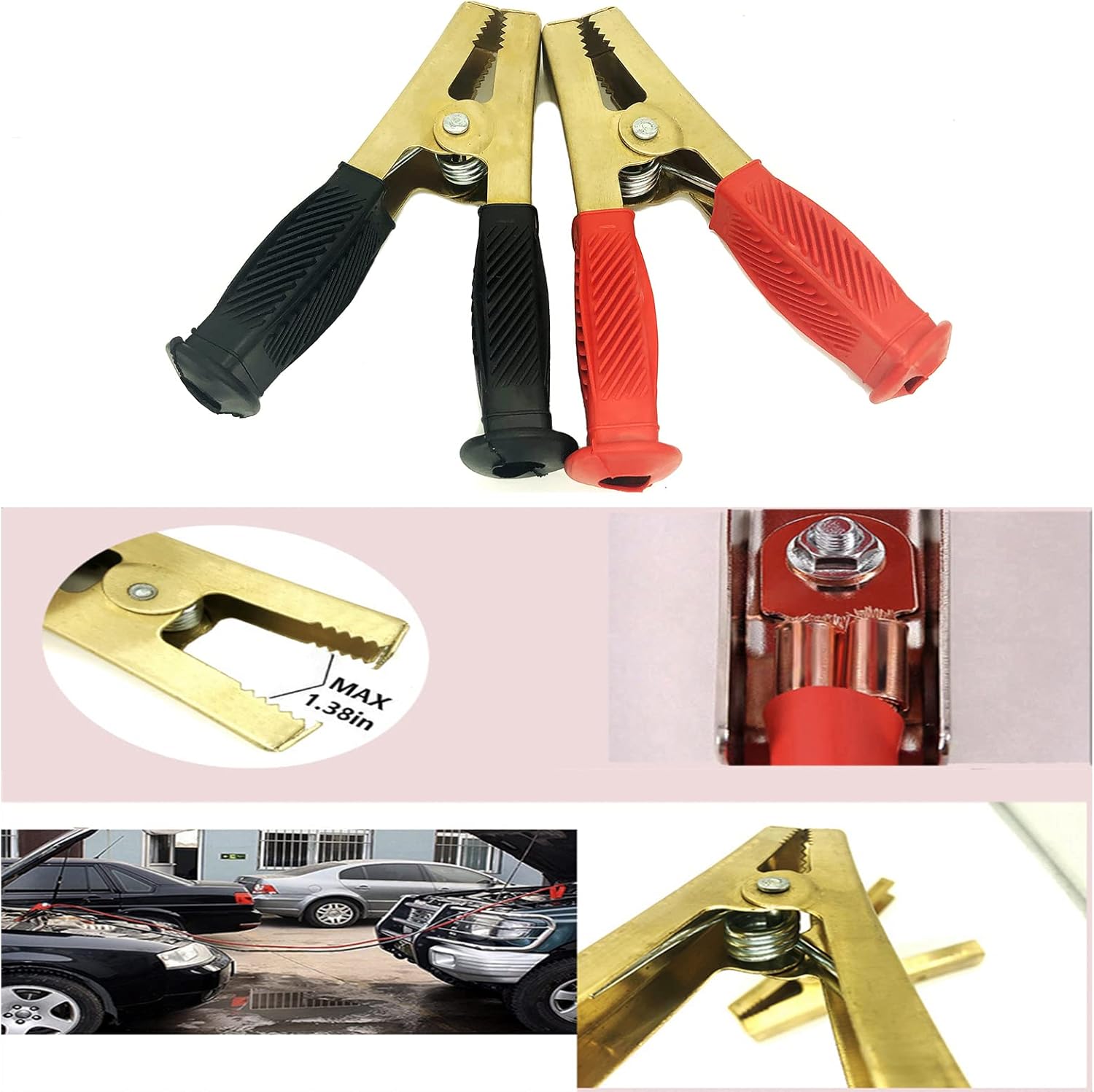 Heavy Duty Crocodile Clamp Thicken Pure Copper 100A/800A/1500A Car Battery Charger Clamps Power Replacement Battery Alligator Clips Jumper Cables Clamp Welding machine clamp（500-1500A）-Large thumbnail