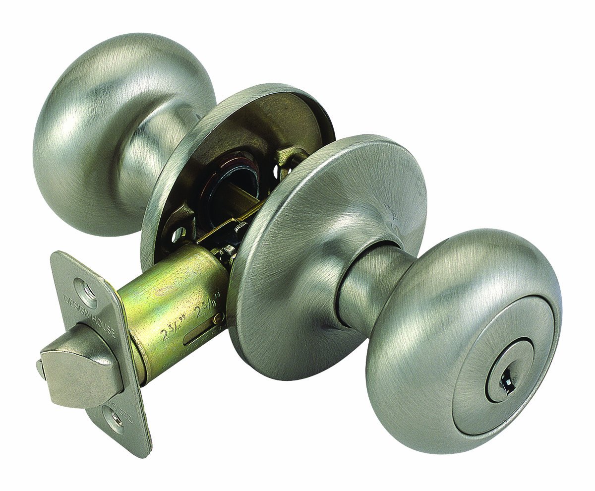 Bouton de porte d entrée Design House 741322 nickel satiné 2-way