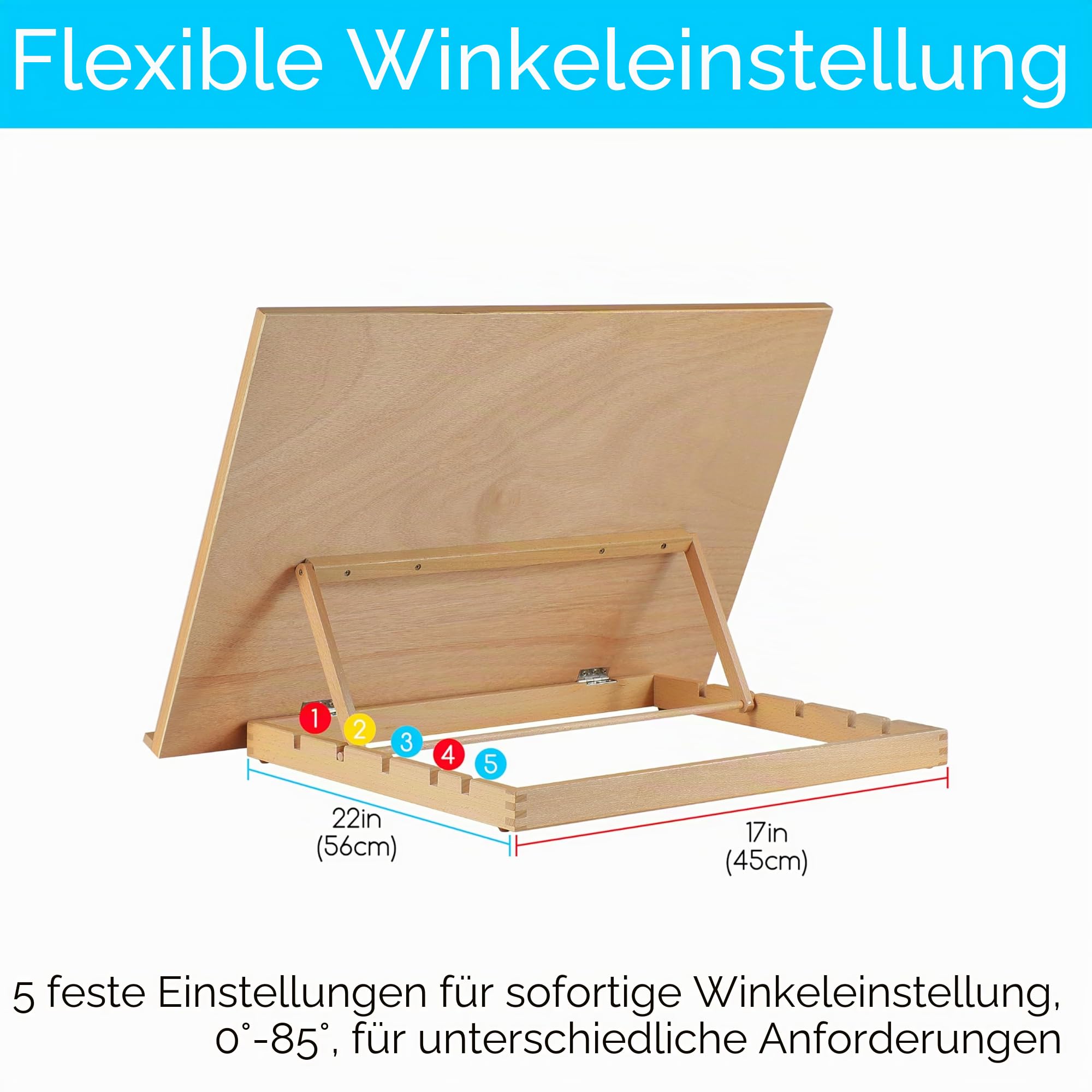 MEEDEN Extra große Schreibtischstaffelei: 50,8 x 76,2 cm, tragbar, Buchenholz, Standstaffelei – 5 Positionen verstellbare Desktop-Zeichenstaffelei