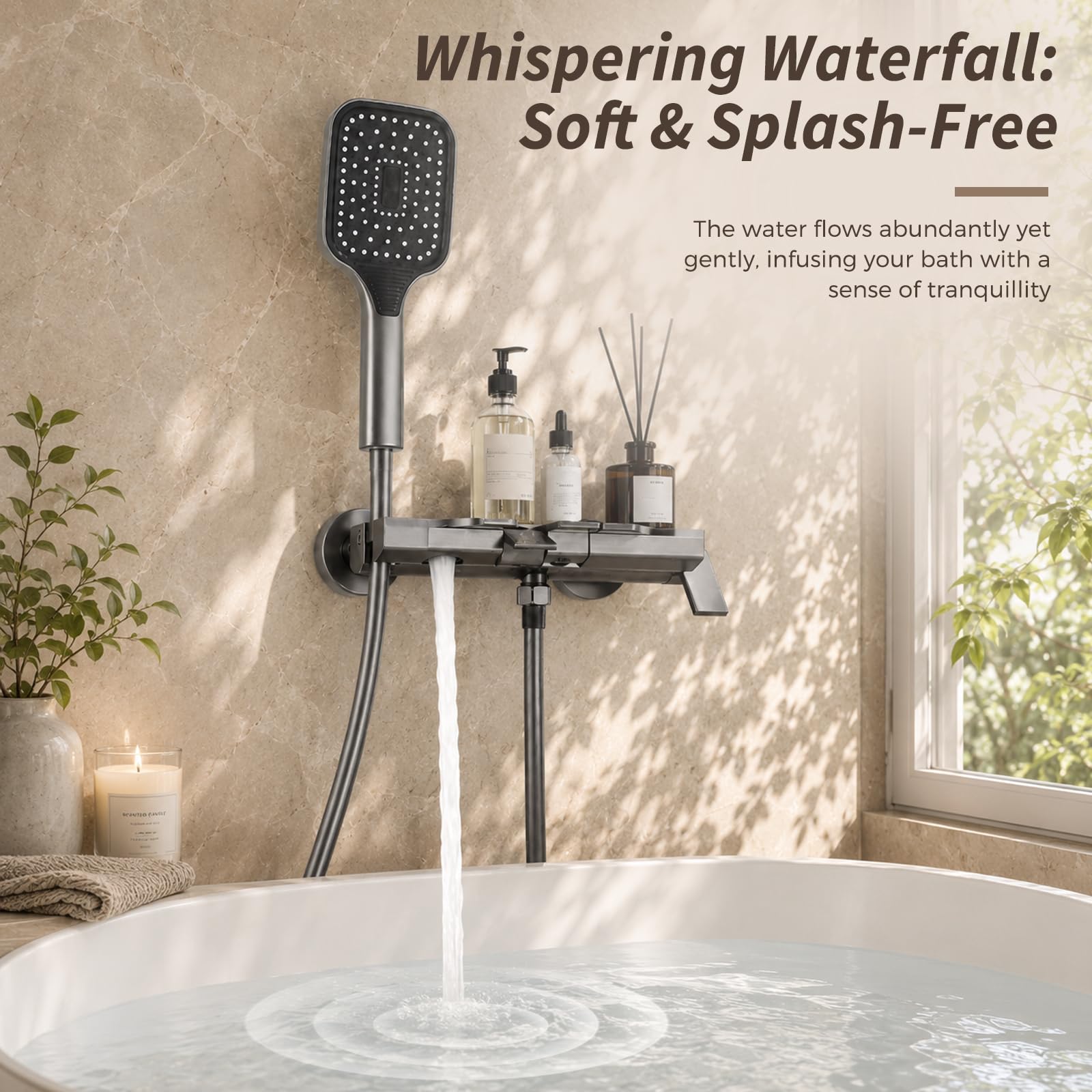 Mezclador de baño cascada con llaves de piano y ducha