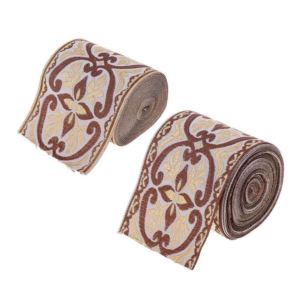 Juego de 10 cintas de tela jacquard beige de 5 m para costura y manualidades, 6 cm, color, 6 cm x 5 m