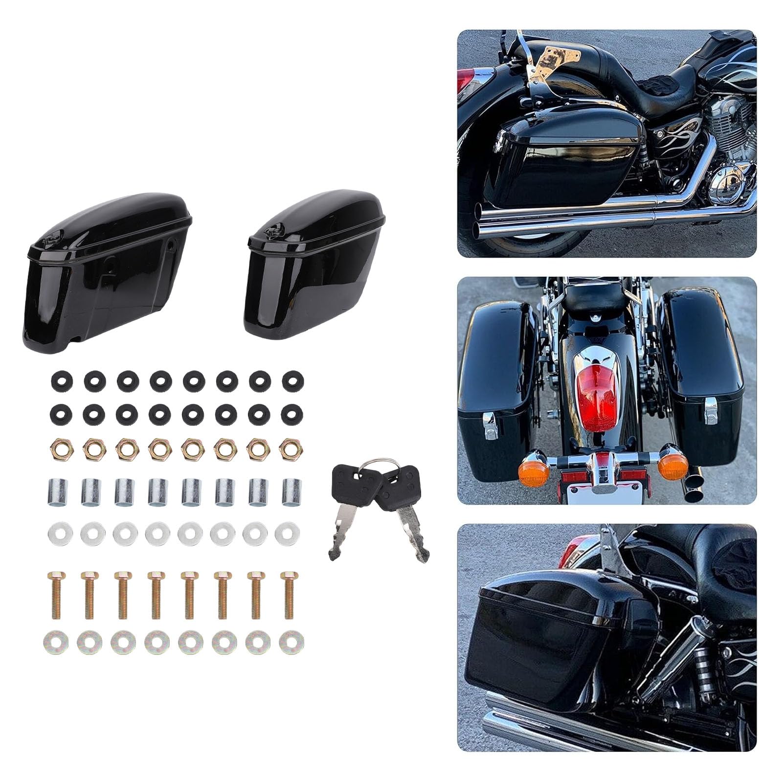 Luocute Bauletto Laterale per Borse Sella Rigide per Litri con Serratura, Portaoggetti in Plastica ABS Universale per Cruiser
