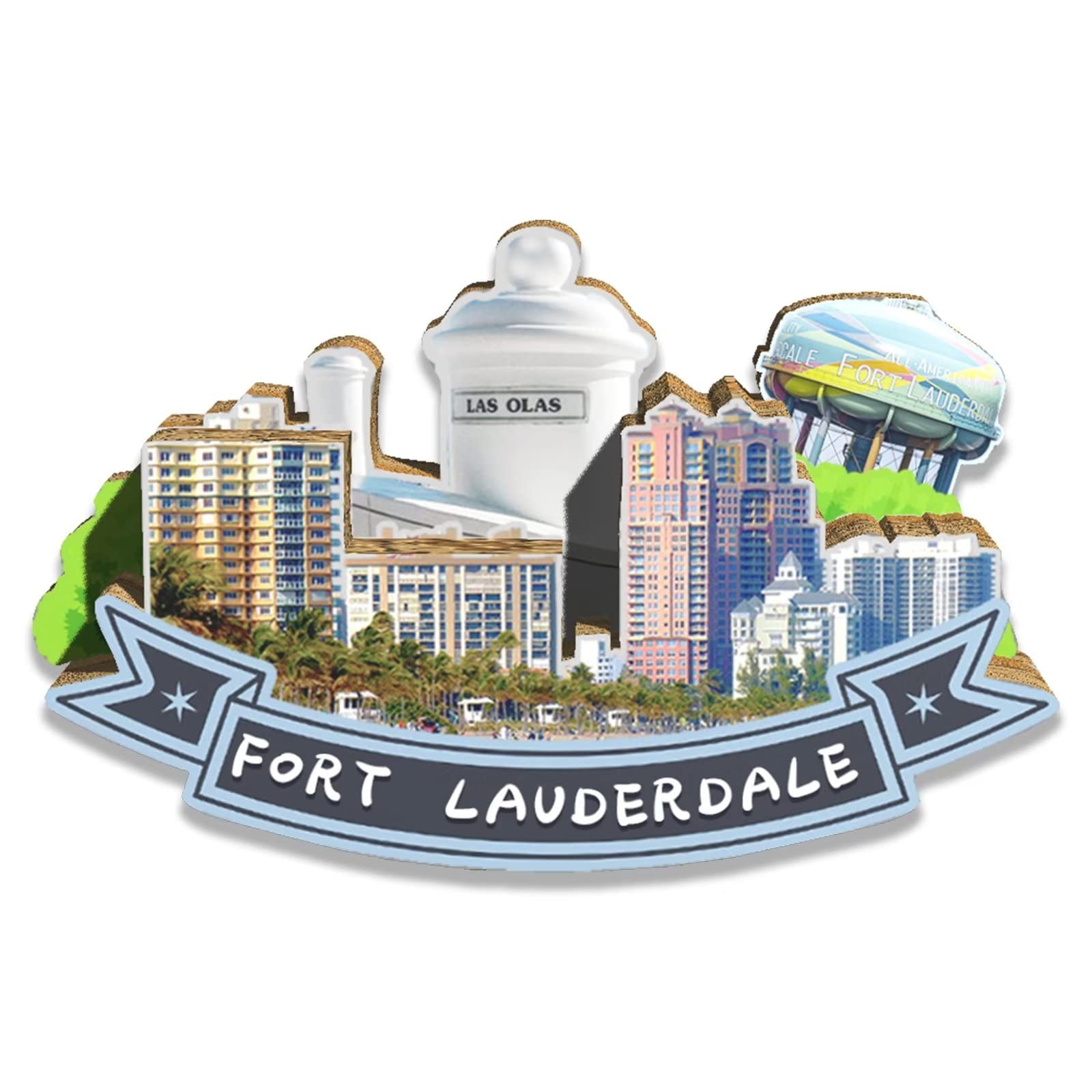 USA Fort Lauderdale Magnet Fridge Magnet Wooden 3D Landmarks Travel Collectible Souvenirs Decoration Handmade