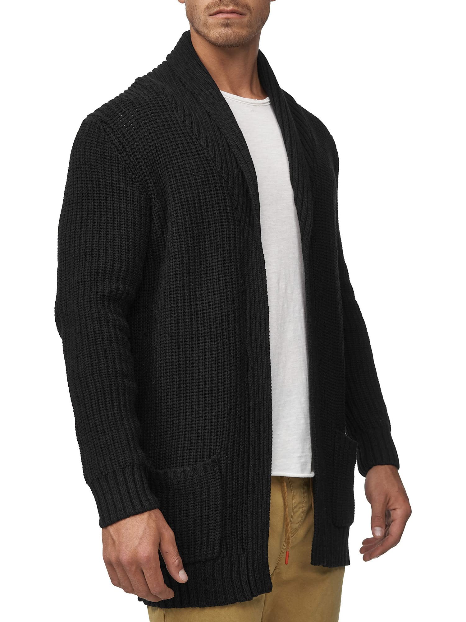 Indicode Uomini Anaheim Cardigan | Maglia Aperta con 2 Tasche Applicate