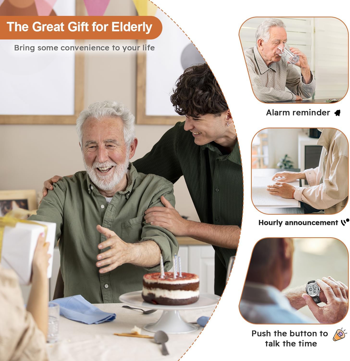 Large Digital Talking Watch English Speaking for The Blind, Elderly or Visually impaired Receives US Signals Automatic Time and Date Correction Big Numbers Easy to See Loud and Clear-Hearkent-2117M