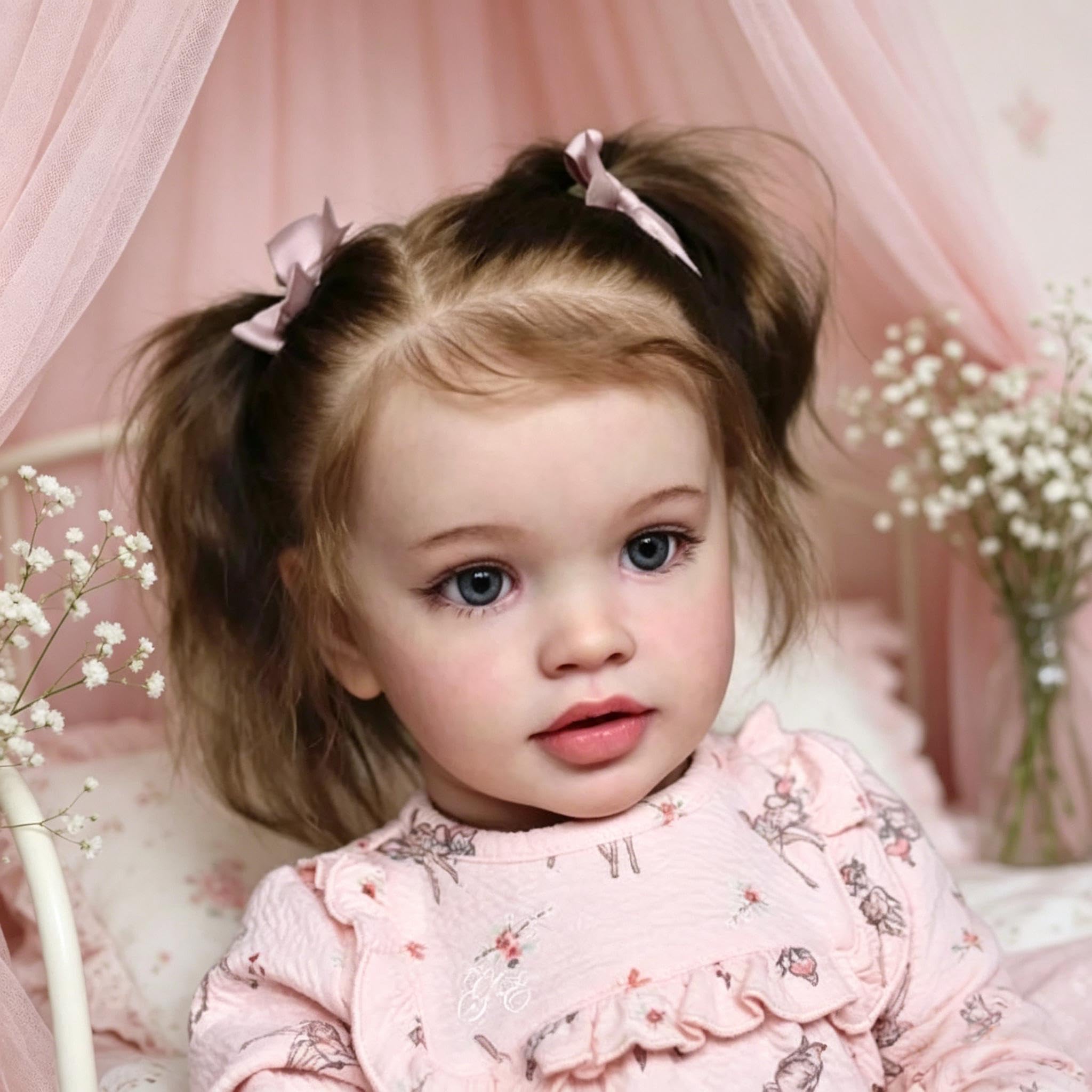 RXDOLL Reborn Baby Dolls Maluch Dziewczynka Pippa, 61 cm Realistyczne Reborn Maluch Lalki Miękkie Tkaniny Body Vinyl Kończyny, Realistyczne Silikonowe Ukorzenione Włosy Ręcznie Robiona Lalka Zabawka