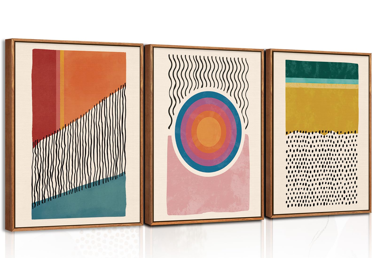 TOARTi Boho Framed Canvas Wall Art Prints,Set of 3 Mid Century Modern Wall Decor,Nature Plants Desert Sun Art Paintings,Bohemian Artwork for Living Room,Bedroom,Dining Room,Office - 16x24inchx3 — view 33