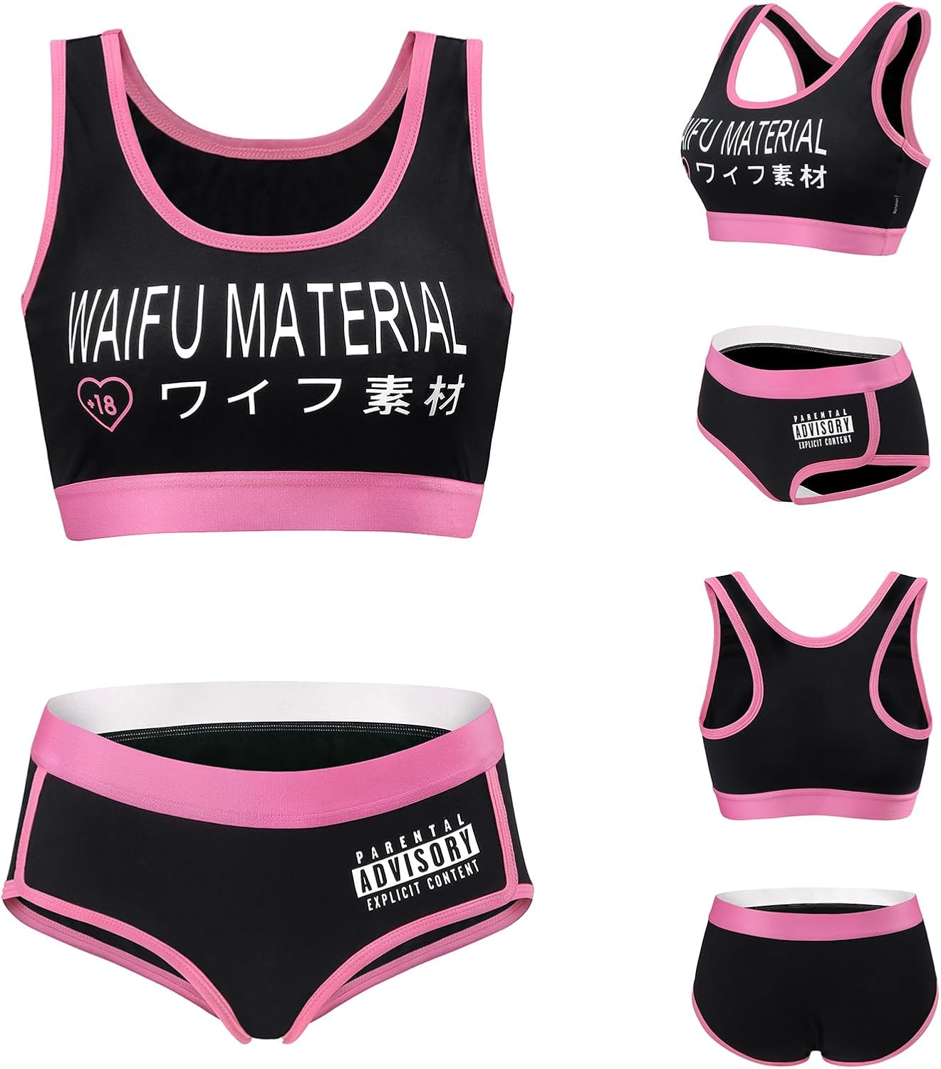 Littleforbig Women Cotton Camisole and Panties Sports Loungewear Waifu Material Bralette Set - Image 6