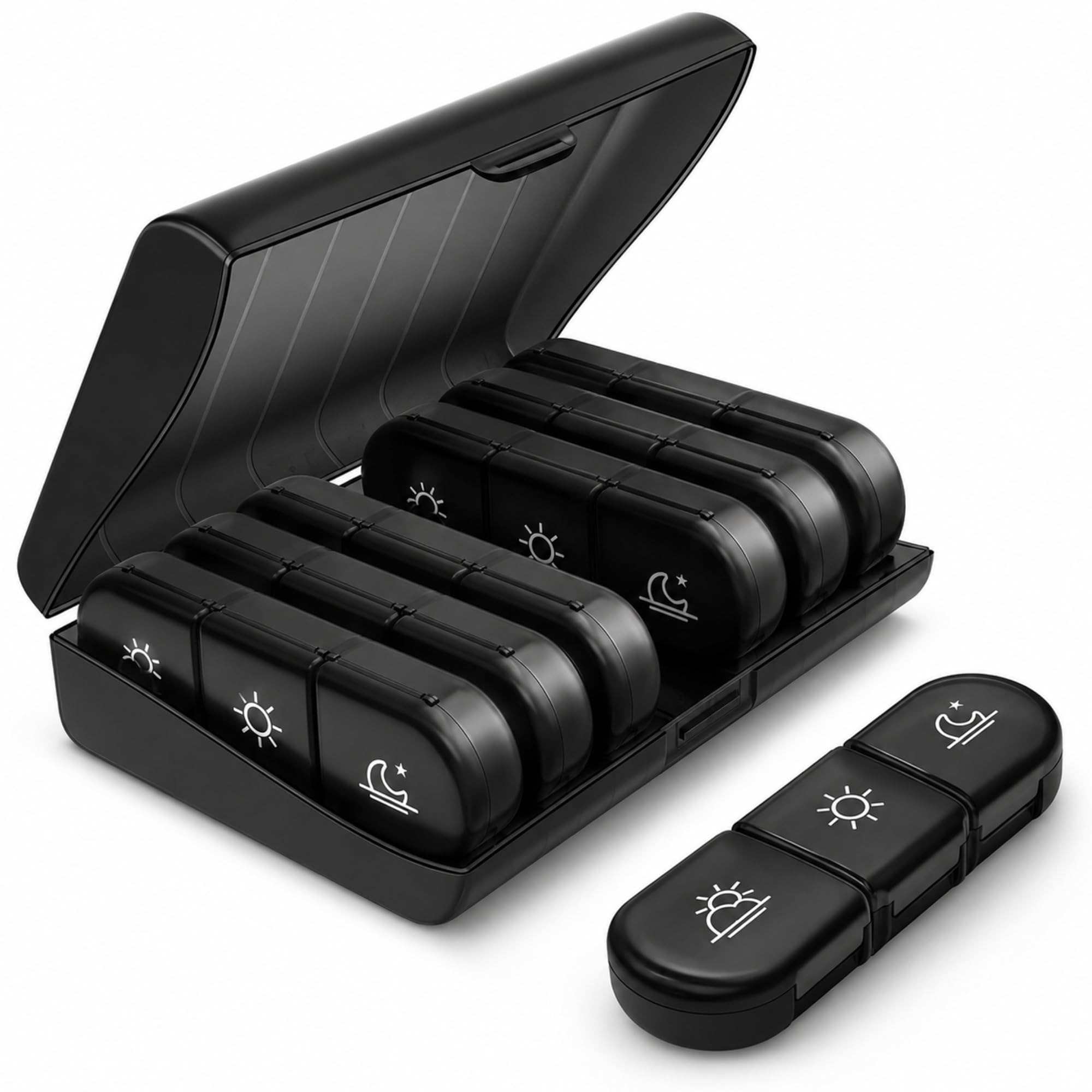 Weekly Medicine Organizer Box, 7 Days 3 Times a Day Pill Organizer with 21 Compartments, Portable Travel Pill Box, Moisture-Proof Tablet Storage Case for Medicines, Vitamins & Supplements, Black-picture-22