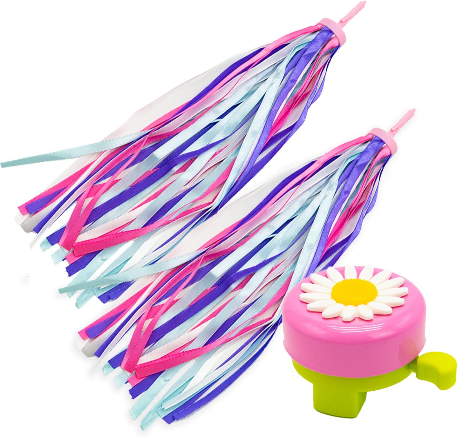 SZXMDKH 1 Pack Kids Bike Bell ๏ผ 2 Pack Girls Bike Tassels, Rainbow Streamers for Children's Bike
