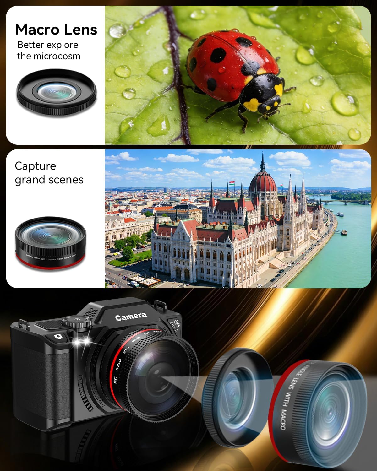 6K Digital Camera 96MP Vlogging Camera for YouTube with 3 Inch 180° Flip Screen WiFi Autofocus 18X Zoom 32GB Card Portable Travel Camera for Beginners(XJ311 Black)
