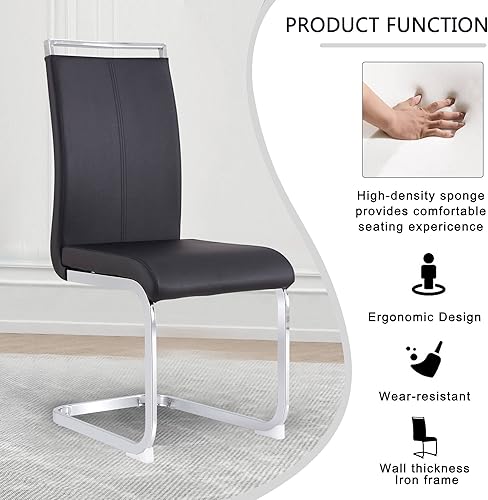 Miniatura 46 de Sillas de Comedor Modernas - Juego de 4 sillas para mesa de comedor, sillas de comedor blancas, patas cromadas plateadas para comedor, sillas de