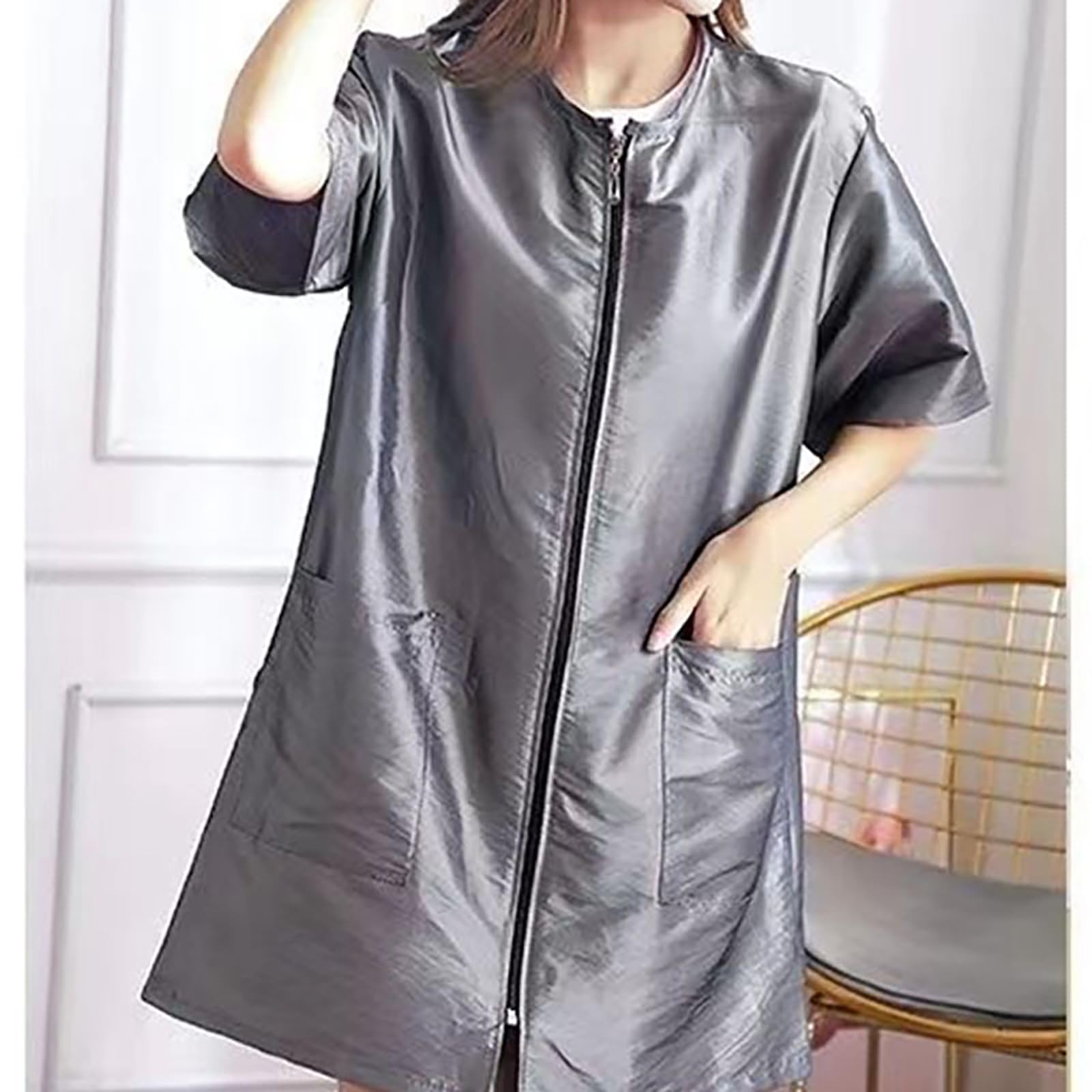 Tablier De Coiffure Anti-poils Manteau Travail À Manches Courtes/longues Avec Poche Pour Salons Et Animaleries Manteau Travail Coiffure Blouse Coiffeur