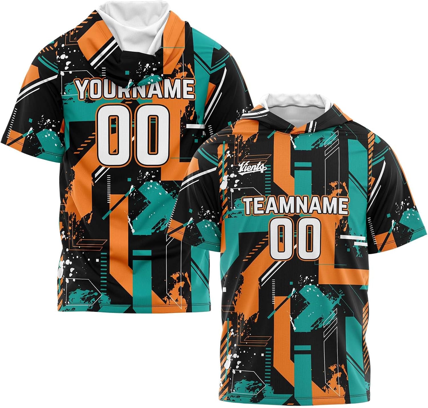 vients Custom Hooded T Shirt Short Sleeve Hoodies for Adult Kid Shirts with Hoods Printed Name Number Logo