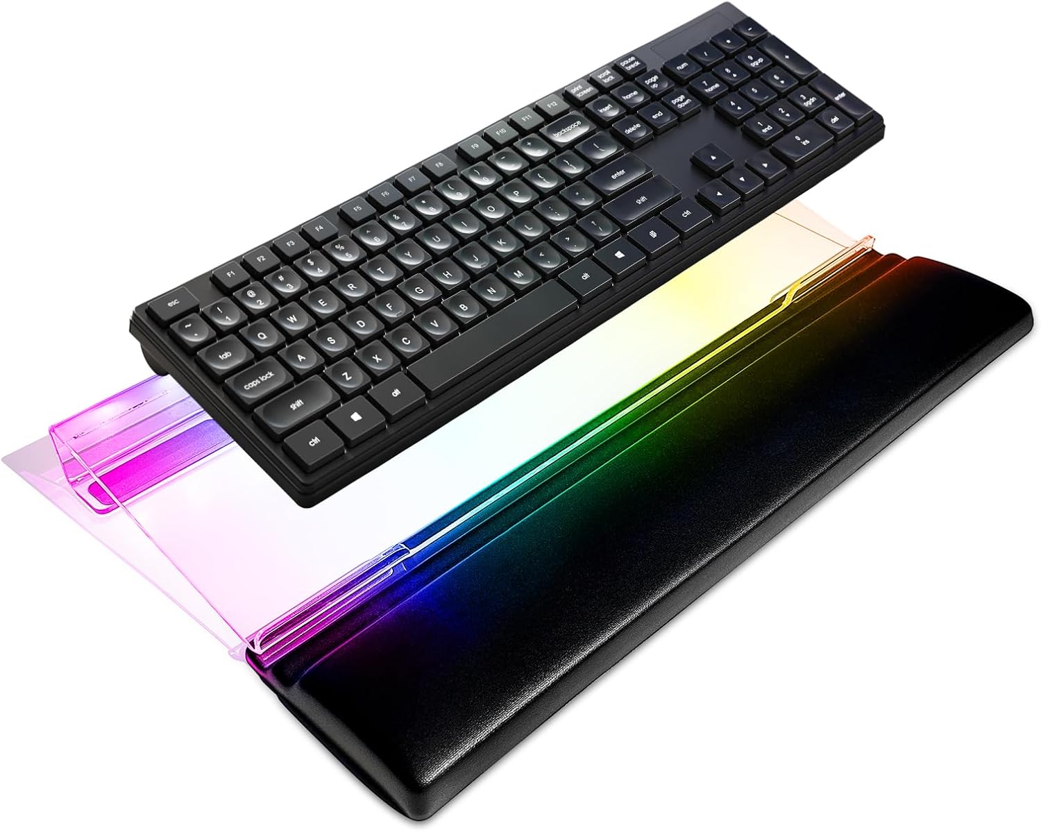 UCINNOVATE RGB Acrylic Computer Keyboard Stand, Mini LED Backlit Tray, 60% Gaming USB Interface Tilted for Easy Ergonomic Typing and Working, Office Desk, Home