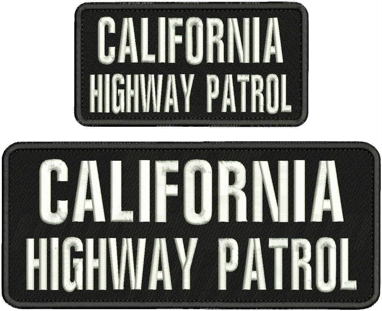 California Highway Patrol Embroidery Patch 4X10 & 3X6 Hook ON Back BLK/White - Embroidery Patch for Jacket Hat Backpack