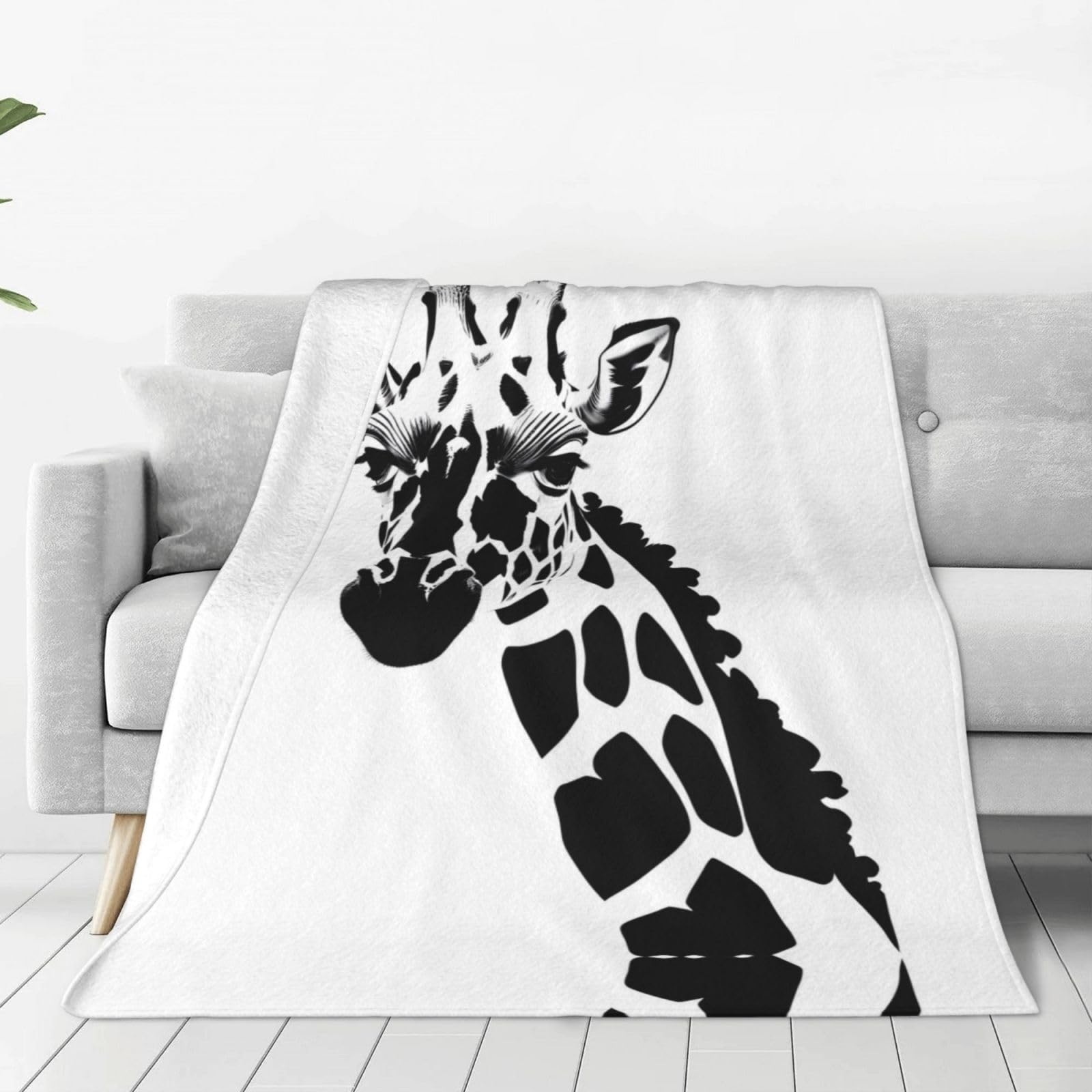 Couverture en flanelle anti-frissons grand format motif girafe pour lit et canapé
