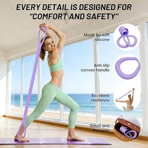 Miniatura 4 de Figura 8 bandas de ejercicio, banda de resistencia de 8 formas, juego de 3 bandas de resistencia para brazos con asas para entrenamiento, brazo