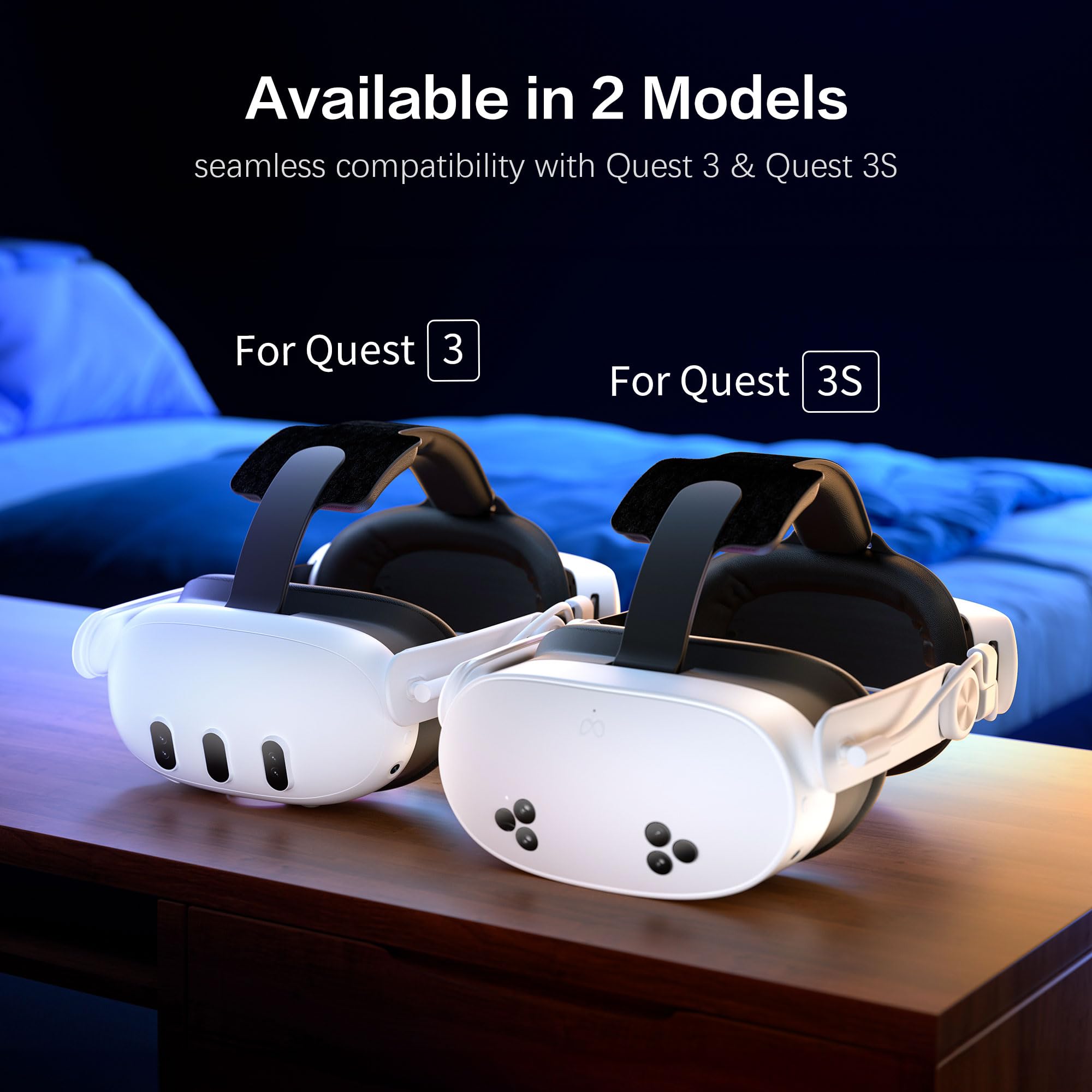 Head Strap for Oculus Meta Quest 3/3S with Battery, Adjustable VR Accessories with One-Click Fit, Rear Cushion Dial, 2–4H Playtime, VR Head Strap Reduce Facial Stress for Gaming Comfort