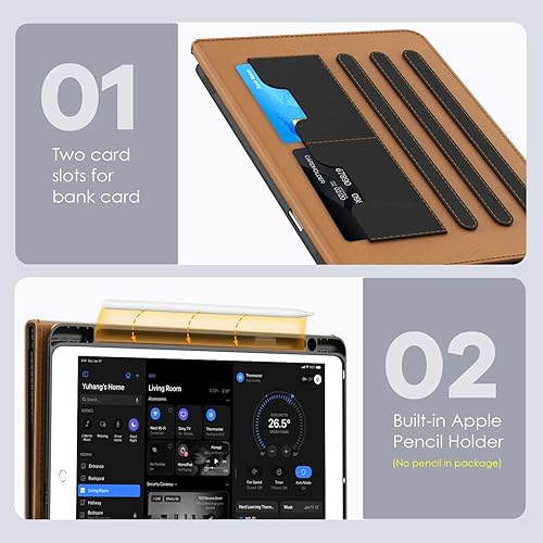 Miniatura 7 de OKP Funda para iPad de 9 generación 2021  8 generación 20207 generación 2019 de 10.2 pulgadas con soporte de piel sintética de visión multiángulo