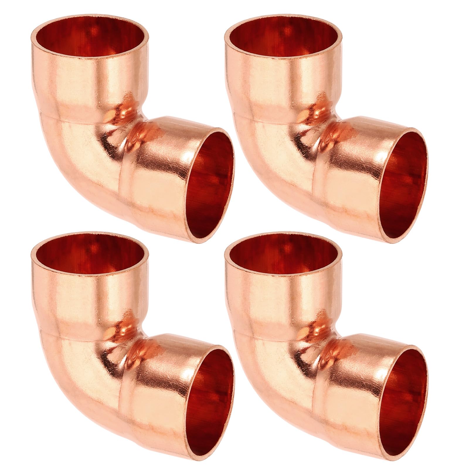 PATIKIL 4 Piezas Conector de Cobre para Tubería de Radio Corto de 1" ID