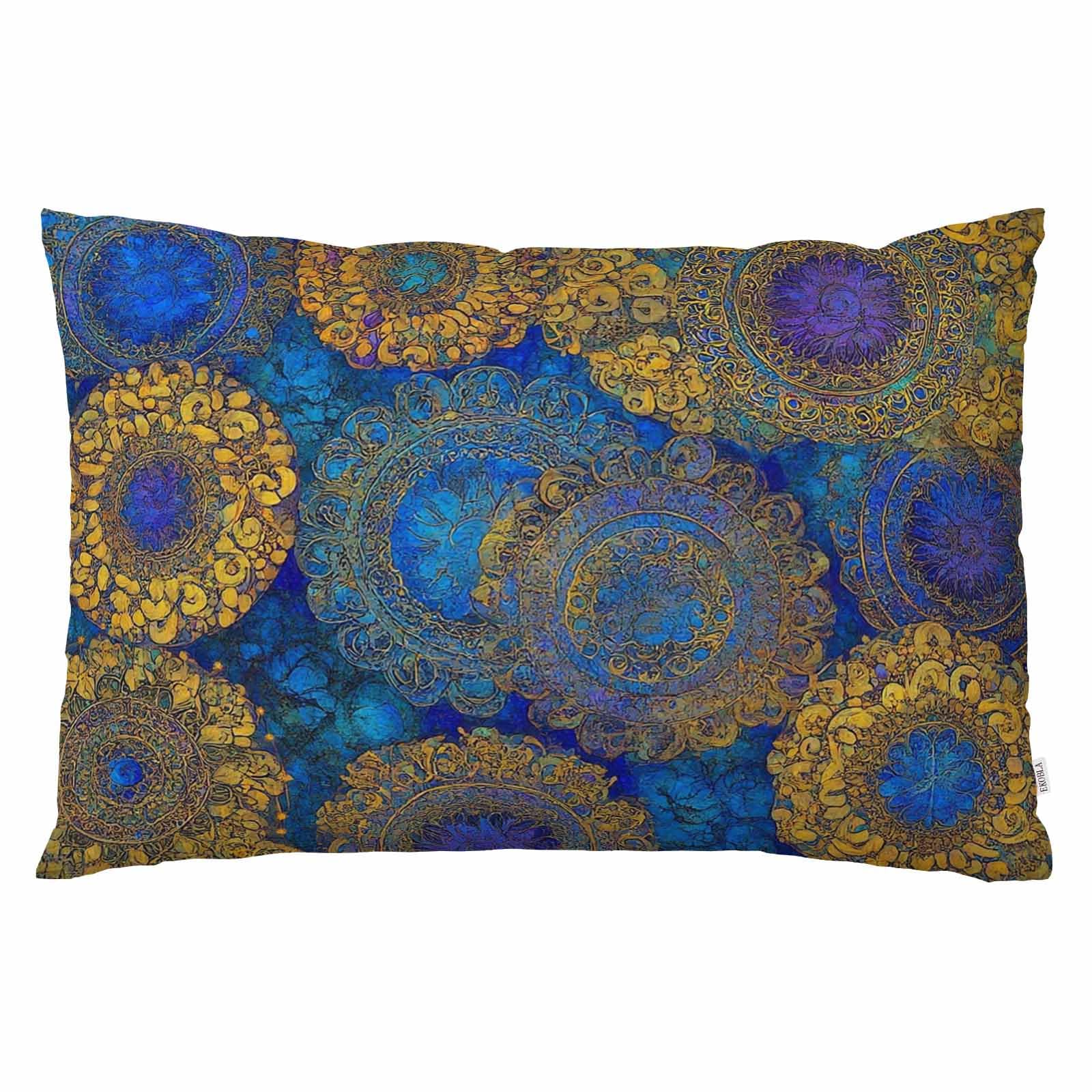EKOBLA Throw Pillow Cover Retro Flowers Vintage Design Mandala Paisley Pattern Tribal Boho Abstract Circle Decor Lumbar Pillow Case Cushion for Sofa