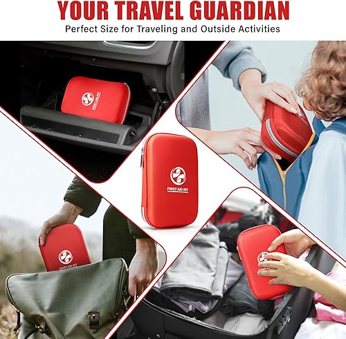 Miniatura 7 de Kit de primeros auxilios con suministros médicos esenciales de emergencia, kit médico portátil impermeable para viajes en casa, camping, senderismo,