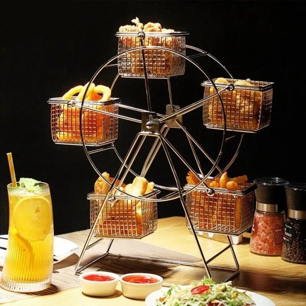 Vassoio Da Portata Per Snack, Espositore Girevole Con Ruota Panoramica Con 5 Cestini in Metallo Per Servire Cibi Fritti, Dolcetti E Dessert, Espositore Per Antipasti Per Buffet Di Ristoranti Per Feste