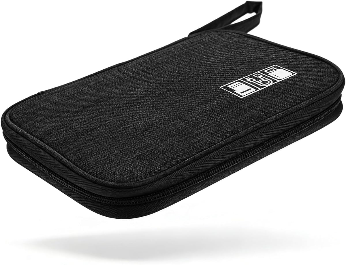 Yamrots Travel Cable Organizer, Electronic Organizer Travel Case, Portable Storage Bag for SD Card, Charger, Power Bank, Earphone (Black)
