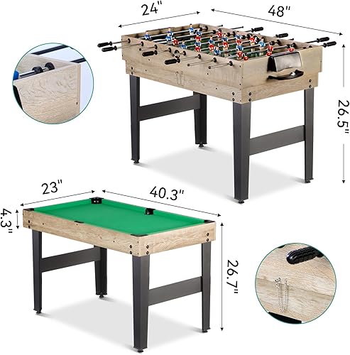 Miniatura 6 de Rioloiuy Game Table 48 Inch,12-in-1 Multi-Game Table for Adults Kids Combo Game Table Set with HockeyFoosballPoolShuffleballPing
