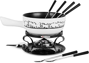 Swissmar Cheese Fondue Sets - Includes Ceramic Pots, Rechauds, Six (6) Fondue Forks, Fondue Burner, and Recipe Card (Swissmar Heidi Fondue Set)
