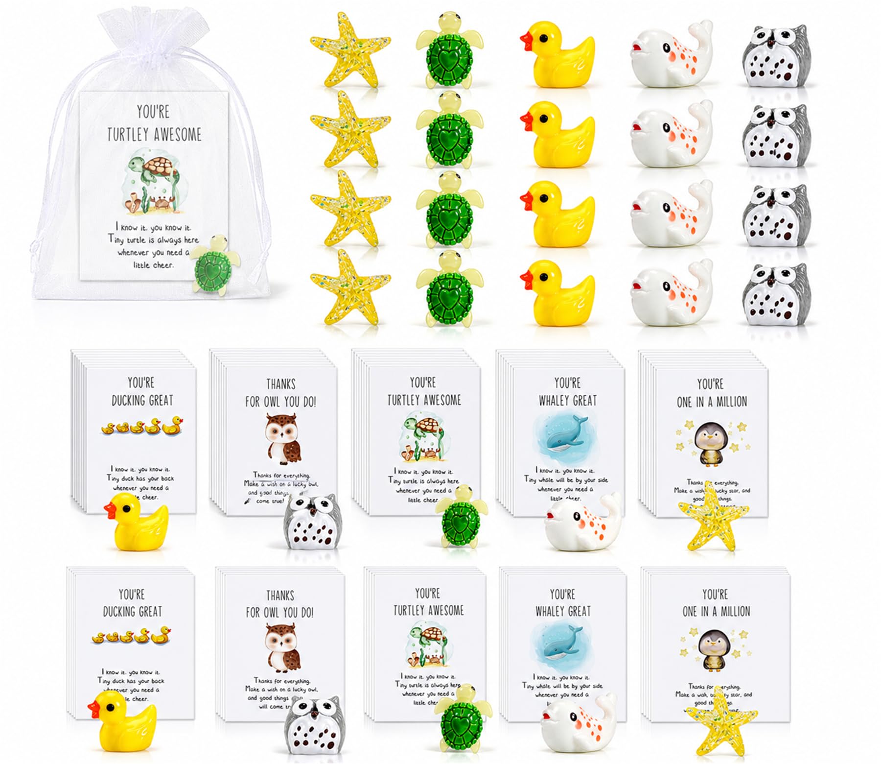 Fumete 50 Set Employee Appreciation Resin Gift Bulk with Pun Cards