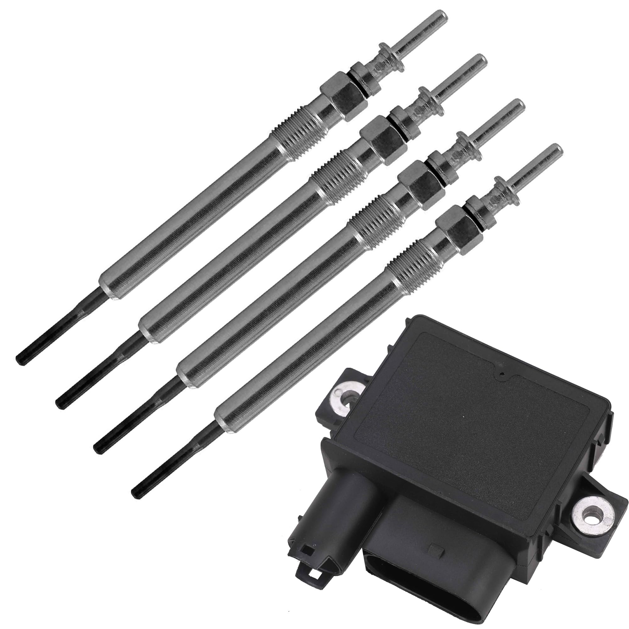 Partsline Relais de préchauffage + 4 bougies compatible avec BMW Série 1 3 5 X3 X5 X6 Diesel équivalent à 12230035934 12230041625