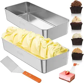 Forma de pão de 3 peças, formas retangulares antiaderentes de aço inoxidável, estrutura de longa duração, altura aumentada, fácil de limpar para pão, bolo de carne, lasanha, bolo, 32 × 14 x