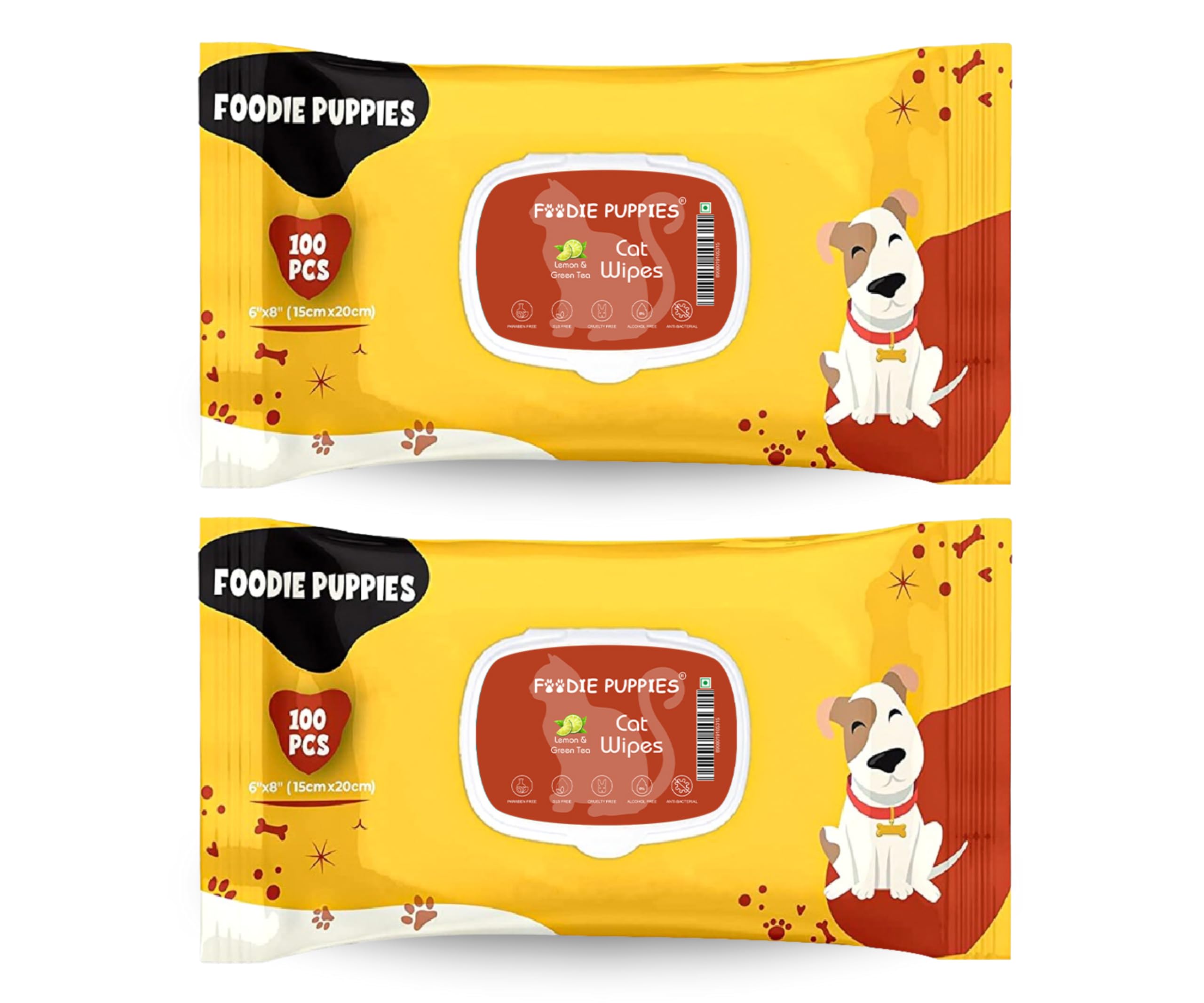 Foodie Puppies Anti-Bacterial (Cat Lime Wipes) Pet Wet Wipes for Cats & Kittens | (100 Wipes X 2 Pack), 15cm x 20cm | Fresh Lemon & Green Tea Scent | Paraben Free & Cruelty Free | Alcohol Free (B0BHWS5YMM) Amazon Price History, Amazon Price Tracker