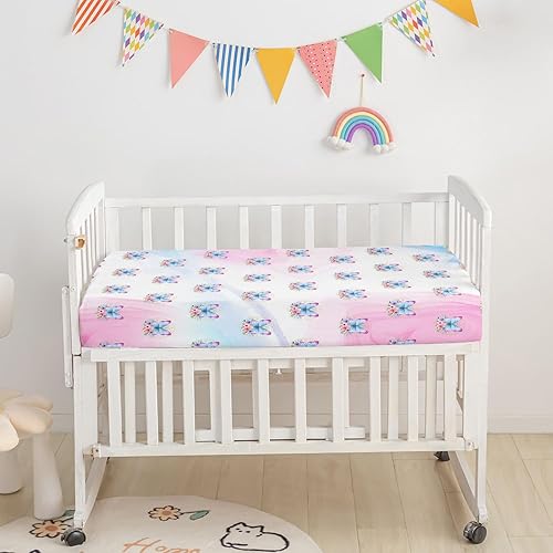 Miniatura 8 de Datura home Juego de ropa de cama para cuna, 3 piezas de ropa de cama para cuna con edredón, sábana de cuna y falda de cuna, ropa de cama impresa de