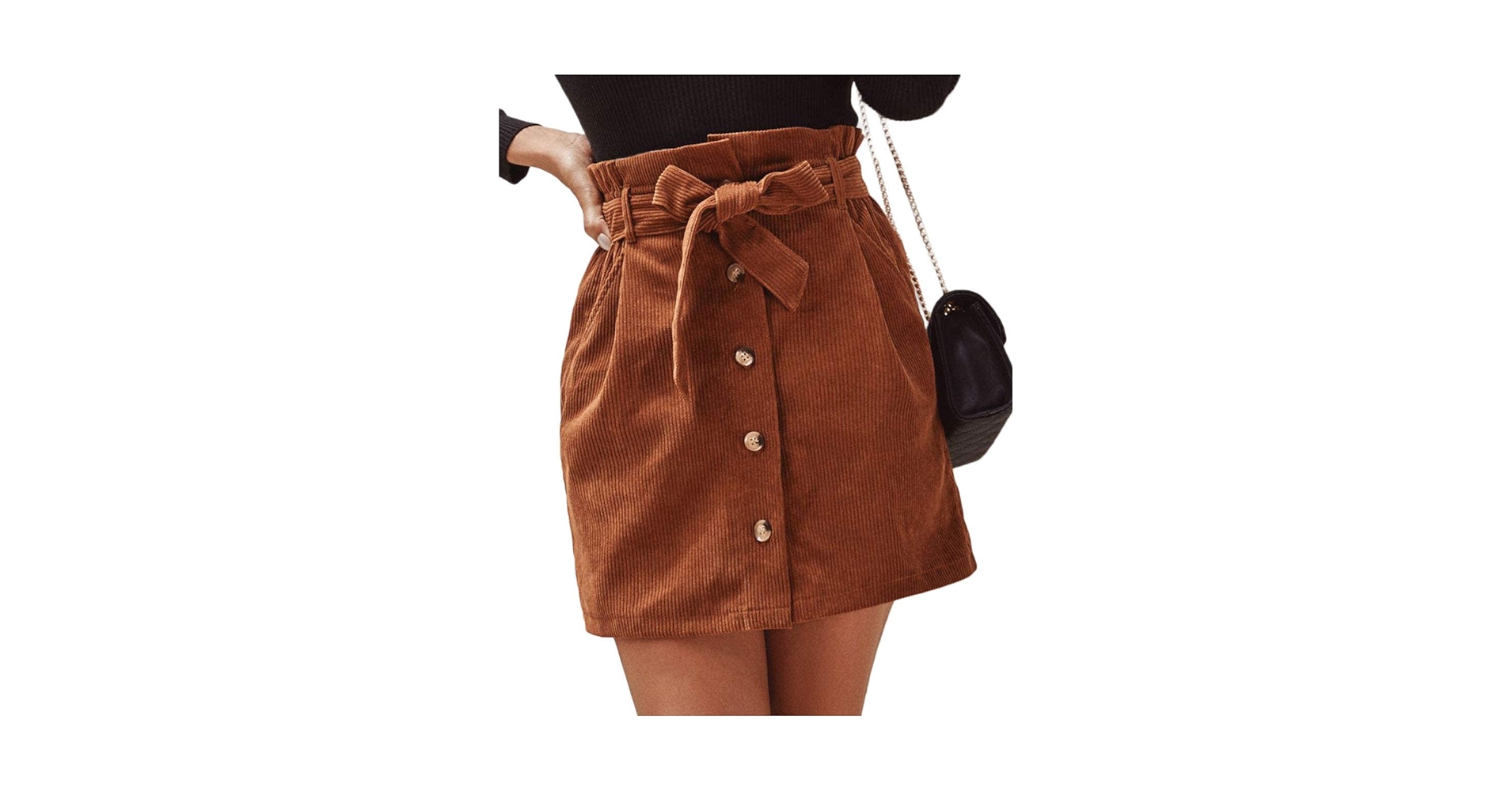 Amazon.com: ebossy Women's Paperbag High Waist Button Front