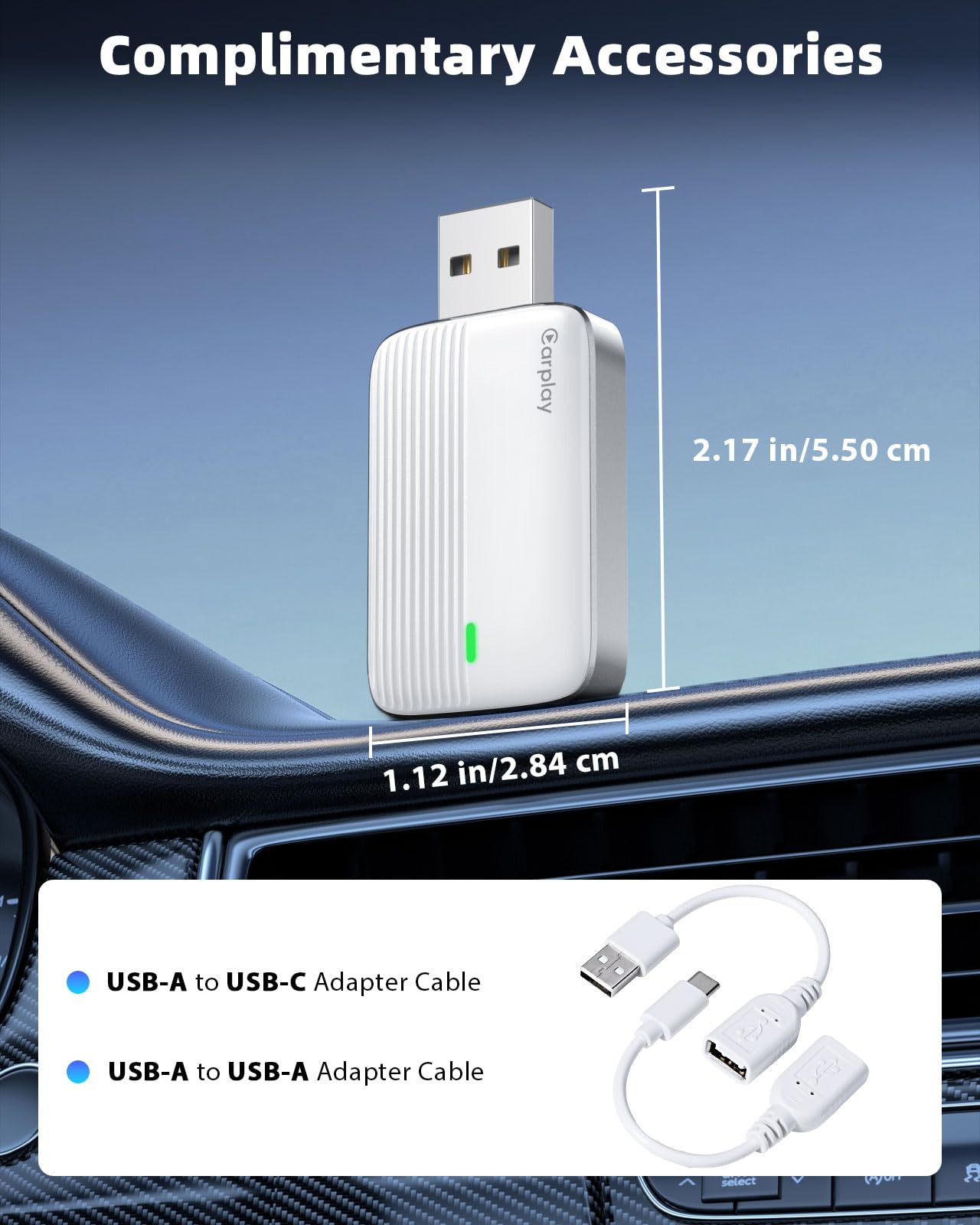 Wireless CarPlay Adapter Compatible Apple iPhone,Wired to Wireless,WhtSlr | Mini Car Play Adapter, Compatible with iOS 10+ & Cars with CarPlay, Fast Response Stable Control No Delay, Not for Android
