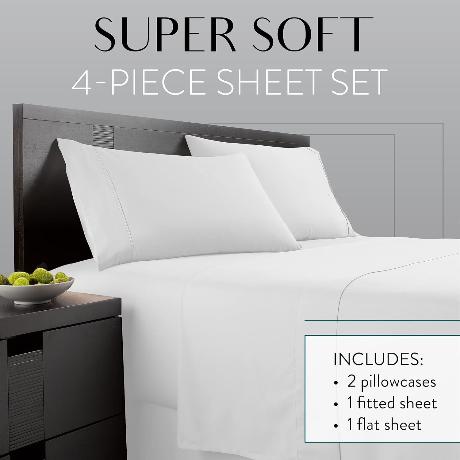 Danjor Linens Twin Sheets - Perfect Dorm Room Essentials Bedding- Hotel Luxury - 4 pc Soft Bedding & Pillowcases Set with Deep Pockets - Breathable Bed Sheets, Wrinkle Free - White Sheets White Twin